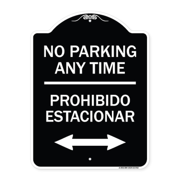 Signmission No Parking Anytime Prohibido Estacionar Heavy-Gauge Aluminum Sign, 24" x 18", BW-1824-23768 A-DES-BW-1824-23768 - main